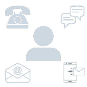 image of person in center with multi forms of contact